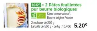 Thiriet 2 pâtes feuilletées pur beurre biologiques offre