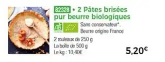 Thiriet 2 Pâte brisées pur beurre biologiques offre