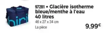 Thiriet Glacière isotherme bleue/menthe à l'eau 40 litres offre