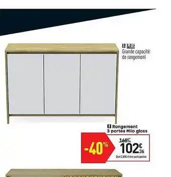 Conforama LE PLUS Rangement 3 Portes Milo Gloss offre