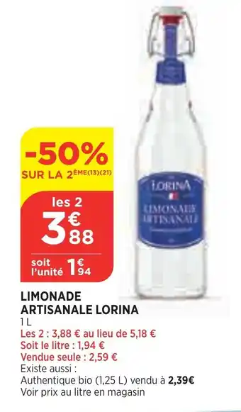 Bi1 Limonade Artisanale Lorina offre