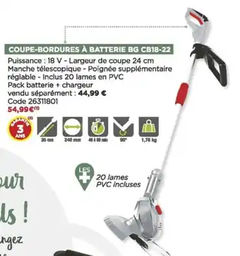 Bricomarché Coupe-bordures à batterie BG offre