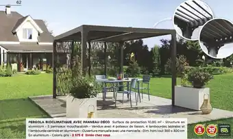 Bricomarché Pergola bioclimatique avec panneau déco offre