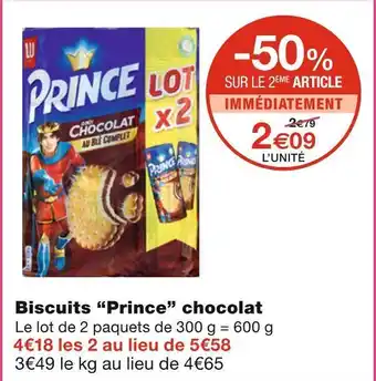 Monoprix Prince biscuits chocolat offre