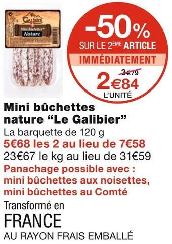Monoprix Le galibier mini bûchettes nature offre