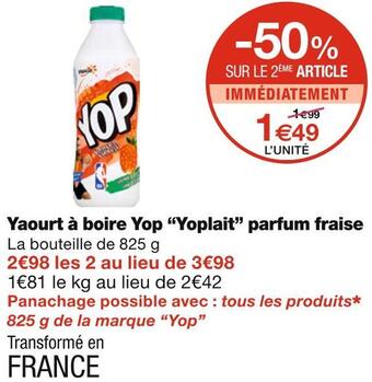Monoprix Yoplait yaourt à boire yop parfum fraise offre