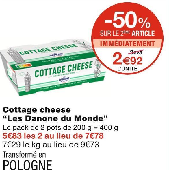 Promo Les danone du monde cottage cheese chez Monoprix