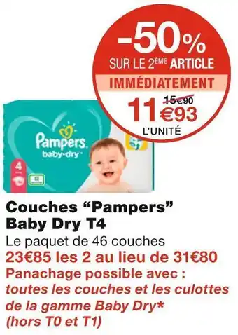 Monoprix Pampers couches baby dry t4 offre