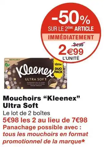 Monoprix Kleenex mouchoirs ultra soft offre