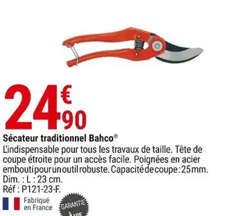 Gamm vert Bahco sécateur traditionnel offre