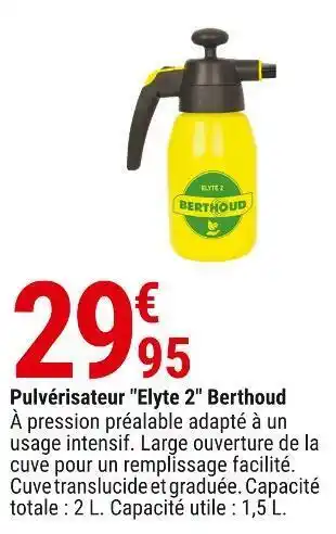Gamm vert Pulvérisateur "elyte 2" berthoud offre