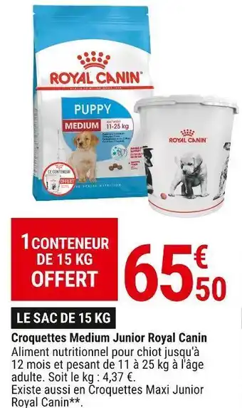 Gamm vert Royal canin croquettes medium junior offre