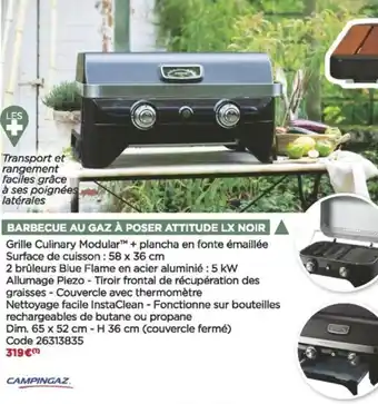 Bricomarché Barbecue au gaz à poser attitude LX noir offre