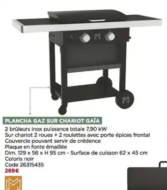 Bricomarché Plancha gaz sur chariot gata offre