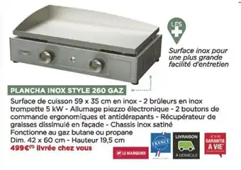 Bricomarché Plancha inox style 260 gaz offre