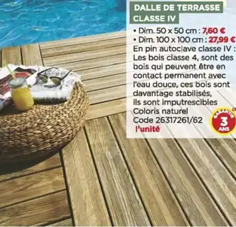 Dalle de terrasse classe IV