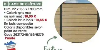 Bricomarché Lame de cloture offre