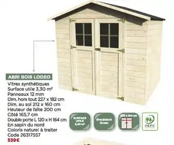 Bricomarché Abri bois lodeo offre