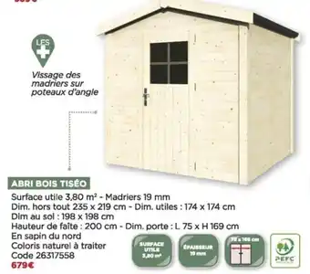 Bricomarché Abri bois tiseo offre