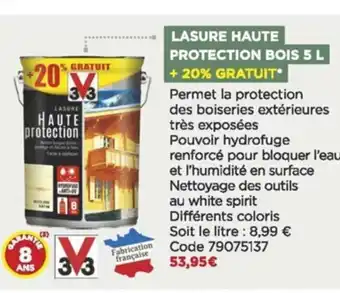 Bricomarché Lasure haute protection bois 5L offre