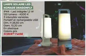 Bricomarché Lampe Solaire Led Nomade Dragonfly offre