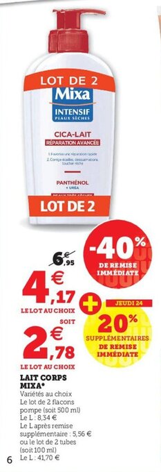 U Express Lait Corps Mixa offre