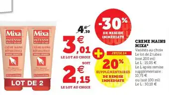 U Express Creme Mains Mixa offre