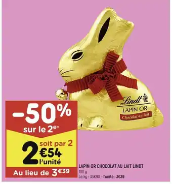 Leader Price Lapin Or Chocolat Au Lait Lindt offre
