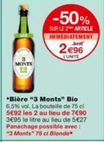 Monoprix Bière 3 Monts Bio offre