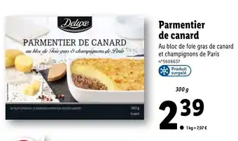 Lidl Parmentier de canard offre