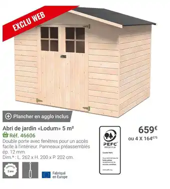 Gamm vert Abri de jardin lodum 5 m² offre