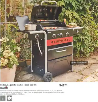 Gamm vert Char broil barbecue à gaz et à charbon gas 2 coal 2.0 offre