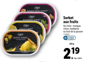 Lidl Sorbet aux fruits offre