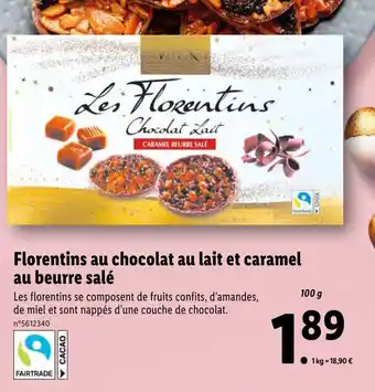 Lidl Florentins au chocolat au lait et caramel au beurre salé offre