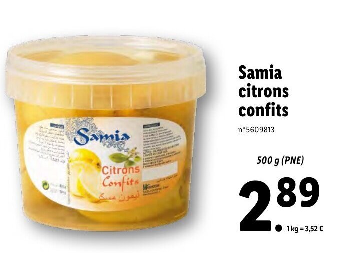 Promo Samia citrons confits chez Lidl