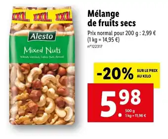 Lidl Mélange de fruits secs offre