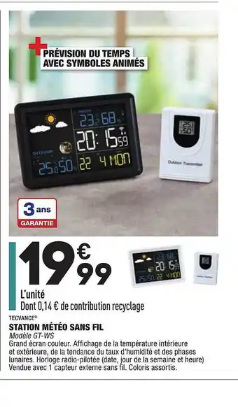 ALDI Tecvance Station Météo Sans Fil GT-WS offre