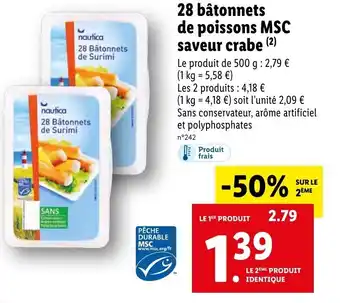 Lidl 28 Bâtonnets de poissons MSC offre