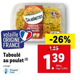 Lidl Taboulé au poulet offre