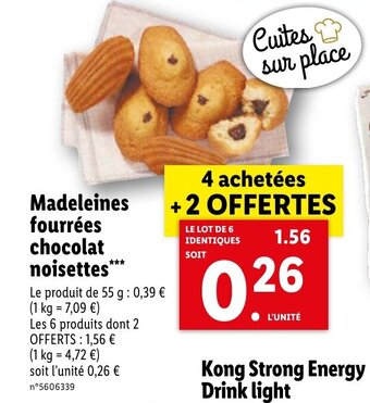 Lidl Madeleines fourrées chocolat noisettes offre