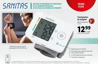 Lidl Tensiomètre de poignet offre