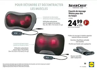 Lidl Coussin de massage shiatsu pour dos ou nuque offre
