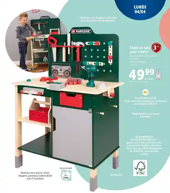 Lidl Établi en bois pour enfant offre