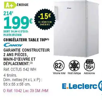 E.Leclerc Congélateur Table Top Candy offre