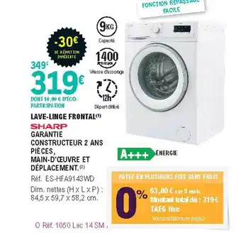 E.Leclerc Lave-linge Frontal Sharp offre