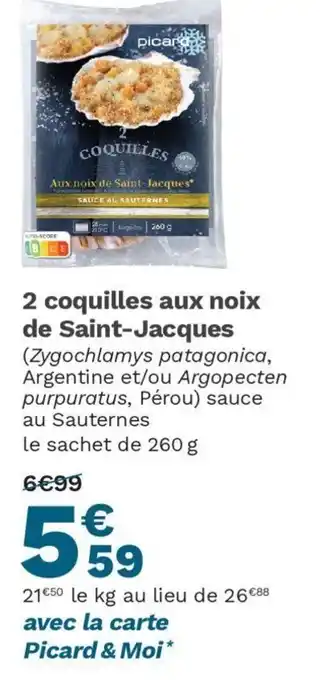Picard 2 coquilles aux noix de saint-jacques offre