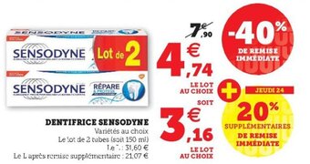 Super U Dentifrice sensodyne offre