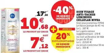 Super U Soin visage anti-taches luminous cellular nivea offre