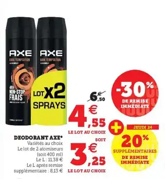 Super U Deodorant axe offre