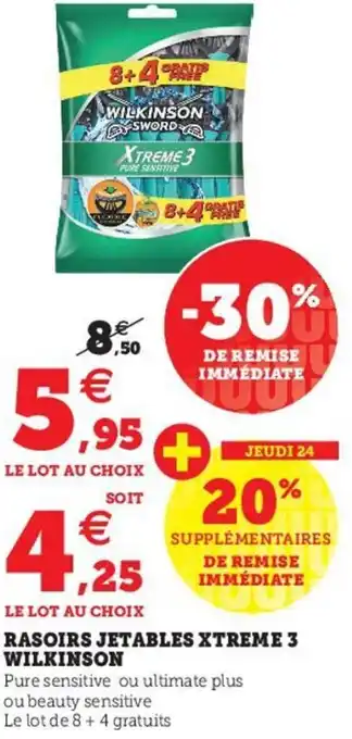 Super U Rasoirs jetables extreme 3 wilkinson offre